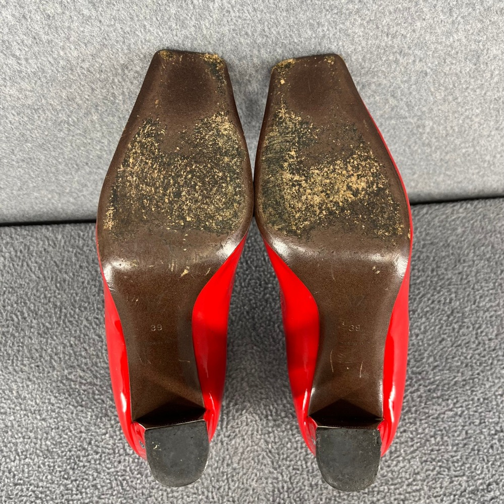 Louis Vuitton Shine Pump Women 39 Red Patent Leather Square Toe Cylinder Heels - Picture 14 of 16